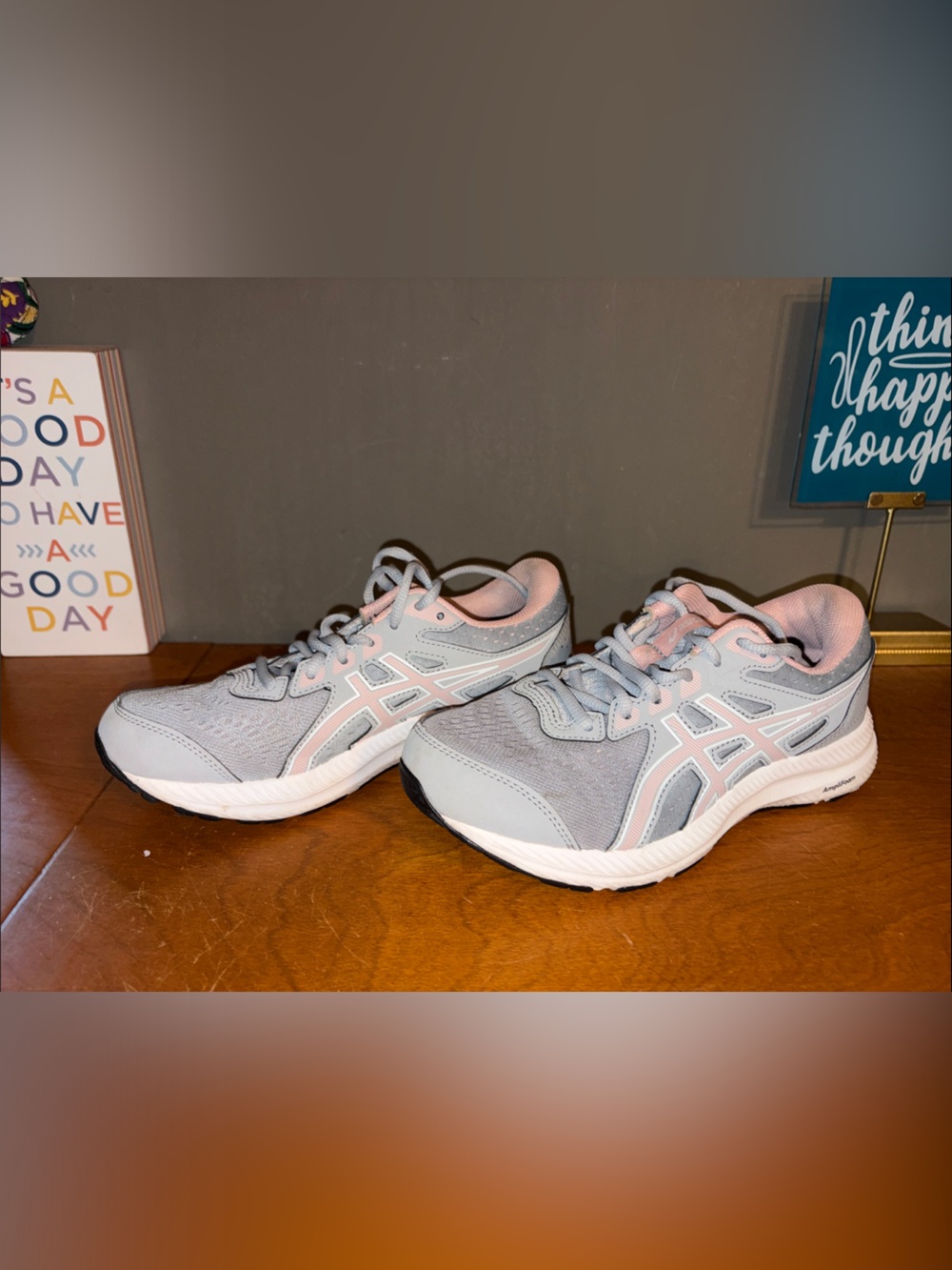 Asics Women's Gray and Pink Running Sneakers